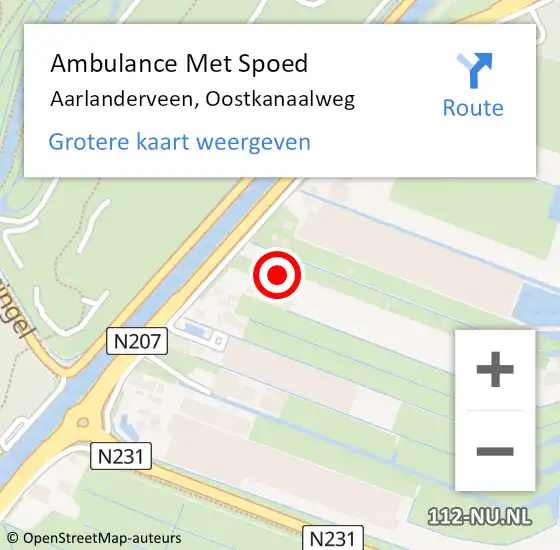 Locatie op kaart van de 112 melding: Ambulance Met Spoed Naar Aarlanderveen, Oostkanaalweg op 26 april 2023 14:25