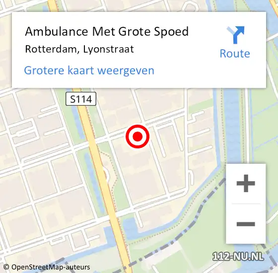 Locatie op kaart van de 112 melding: Ambulance Met Grote Spoed Naar Rotterdam, Lyonstraat op 26 april 2023 14:31