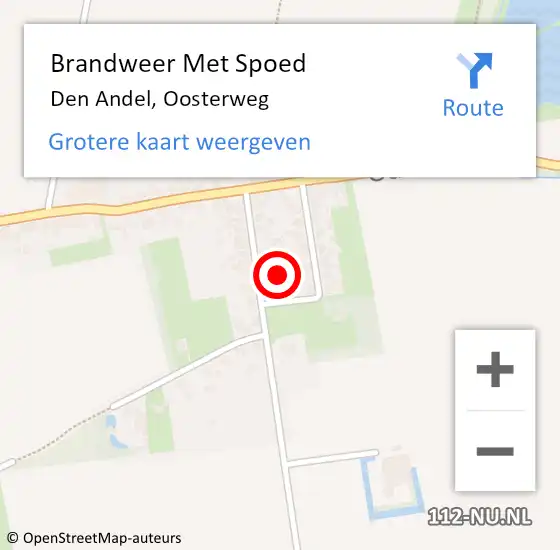 Locatie op kaart van de 112 melding: Brandweer Met Spoed Naar Den Andel, Oosterweg op 26 april 2023 19:13
