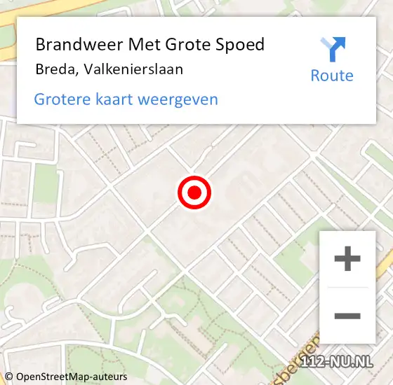 Locatie op kaart van de 112 melding: Brandweer Met Grote Spoed Naar Breda, Valkenierslaan op 26 april 2023 19:29