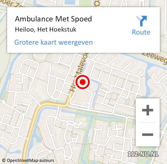 Locatie op kaart van de 112 melding: Ambulance Met Spoed Naar Heiloo, Het Hoekstuk op 26 april 2023 19:55