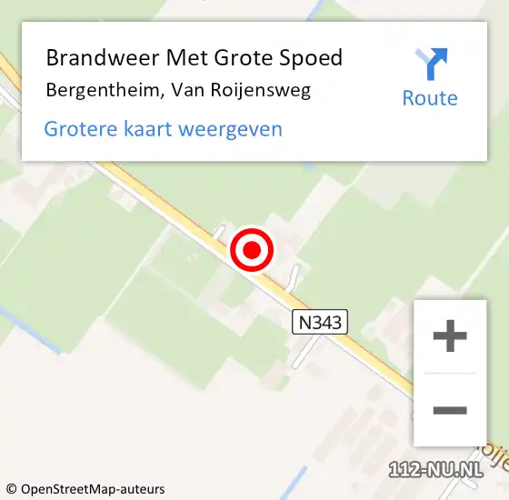 Locatie op kaart van de 112 melding: Brandweer Met Grote Spoed Naar Bergentheim, Van Roijensweg op 26 april 2023 21:26