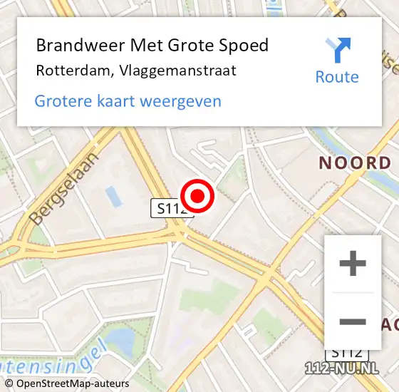 Locatie op kaart van de 112 melding: Brandweer Met Grote Spoed Naar Rotterdam, Vlaggemanstraat op 27 april 2023 01:07