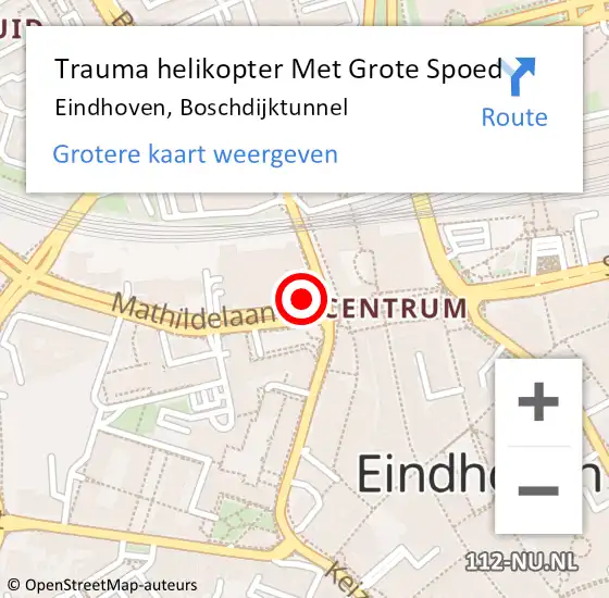 Locatie op kaart van de 112 melding: Trauma helikopter Met Grote Spoed Naar Eindhoven, Boschdijktunnel op 27 april 2023 01:39