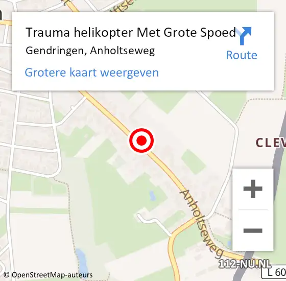 Locatie op kaart van de 112 melding: Trauma helikopter Met Grote Spoed Naar Gendringen, Anholtseweg op 27 april 2023 03:20