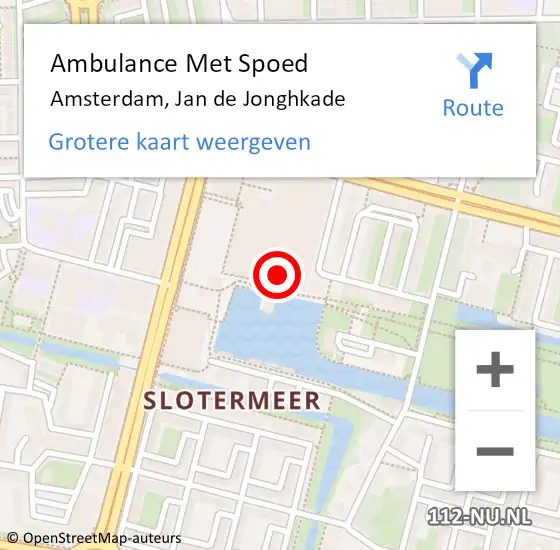 Locatie op kaart van de 112 melding: Ambulance Met Spoed Naar Amsterdam, Jan de Jonghkade op 27 april 2023 06:26