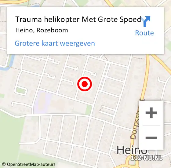 Locatie op kaart van de 112 melding: Trauma helikopter Met Grote Spoed Naar Heino, Rozeboom op 27 april 2023 08:55