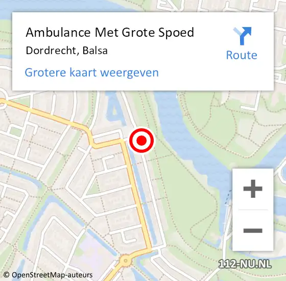Locatie op kaart van de 112 melding: Ambulance Met Grote Spoed Naar Dordrecht, Balsa op 27 april 2023 10:01