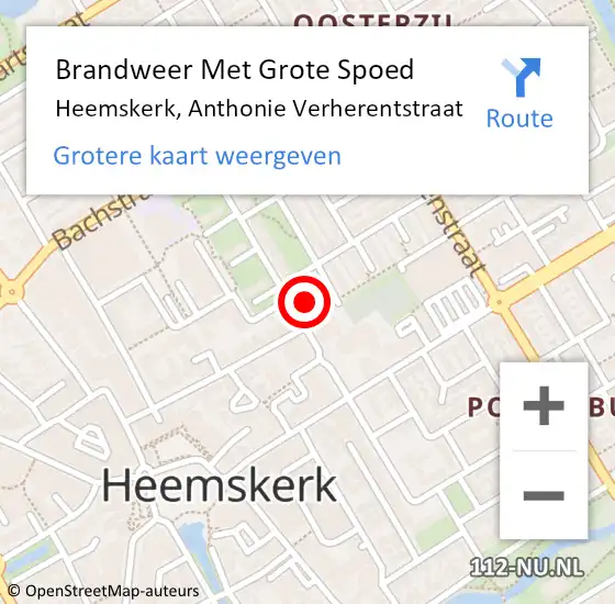 Locatie op kaart van de 112 melding: Brandweer Met Grote Spoed Naar Heemskerk, Anthonie Verherentstraat op 27 april 2023 12:00