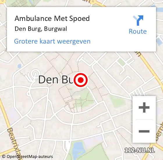 Locatie op kaart van de 112 melding: Ambulance Met Spoed Naar Den Burg, Burgwal op 27 april 2023 12:25