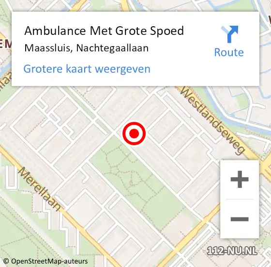 Locatie op kaart van de 112 melding: Ambulance Met Grote Spoed Naar Maassluis, Nachtegaallaan op 27 april 2023 13:39