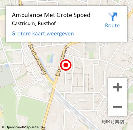 Locatie op kaart van de 112 melding: Ambulance Met Grote Spoed Naar Castricum, Rusthof op 27 april 2023 14:44