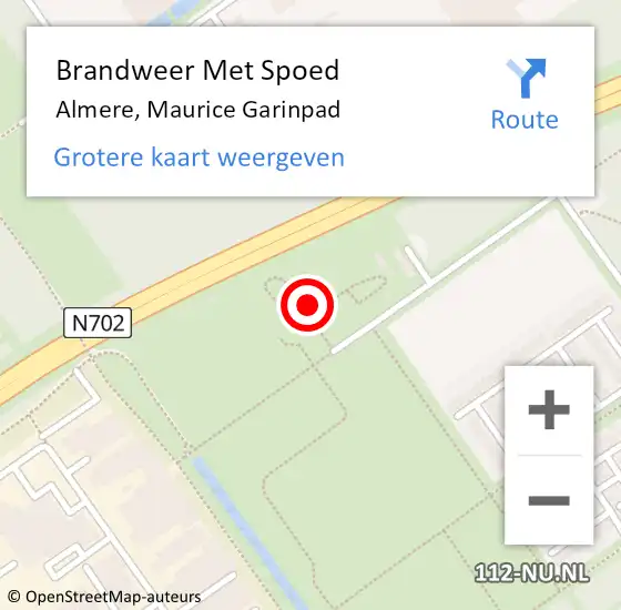 Locatie op kaart van de 112 melding: Brandweer Met Spoed Naar Almere, Maurice Garinpad op 27 april 2023 20:32