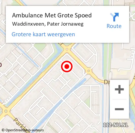Locatie op kaart van de 112 melding: Ambulance Met Grote Spoed Naar Waddinxveen, Pater Jornaweg op 27 april 2023 20:35