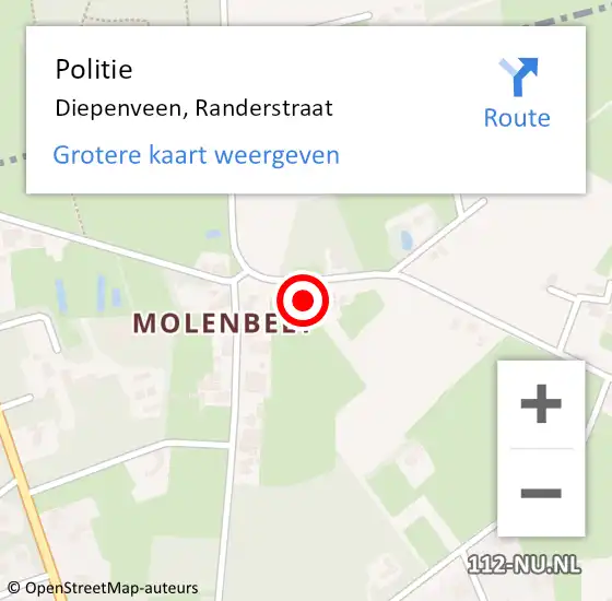 Locatie op kaart van de 112 melding: Politie Diepenveen, Randerstraat op 27 april 2023 22:20