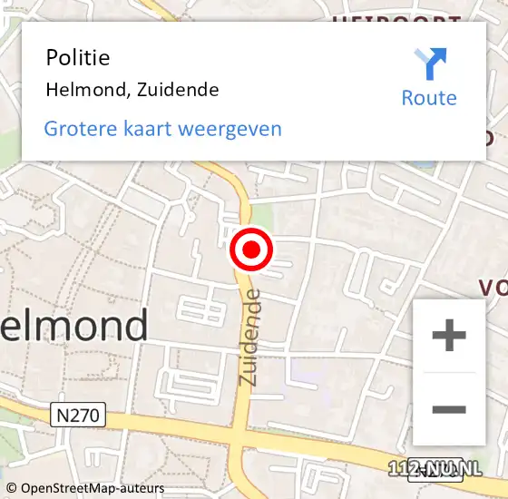 Locatie op kaart van de 112 melding: Politie Helmond, Zuidende op 27 april 2023 23:01