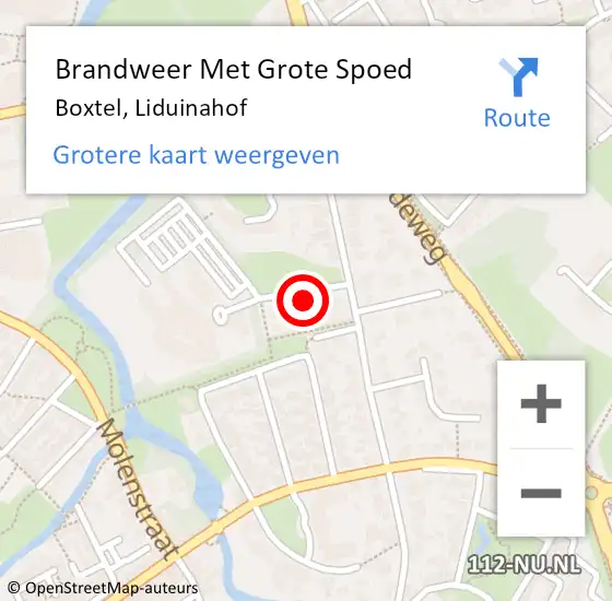 Locatie op kaart van de 112 melding: Brandweer Met Grote Spoed Naar Boxtel, Liduinahof op 28 april 2023 01:20