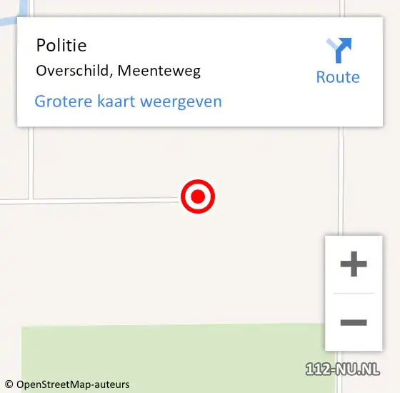Locatie op kaart van de 112 melding: Politie Overschild, Meenteweg op 28 april 2023 06:31