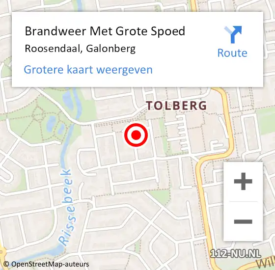 Locatie op kaart van de 112 melding: Brandweer Met Grote Spoed Naar Roosendaal, Galonberg op 28 april 2023 06:50