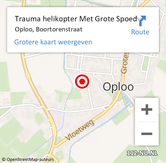 Locatie op kaart van de 112 melding: Trauma helikopter Met Grote Spoed Naar Oploo, Boortorenstraat op 28 april 2023 11:28