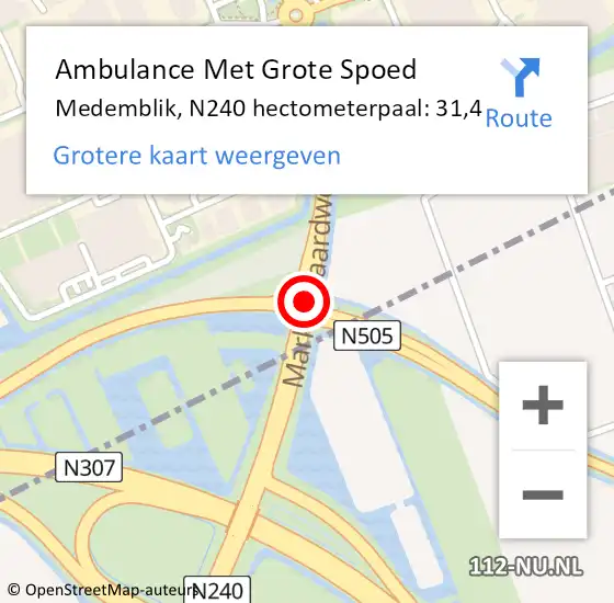 Locatie op kaart van de 112 melding: Ambulance Met Grote Spoed Naar Medemblik, N240 hectometerpaal: 31,4 op 28 april 2023 12:05