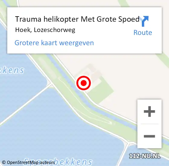 Locatie op kaart van de 112 melding: Trauma helikopter Met Grote Spoed Naar Hoek, Lozeschorweg op 28 april 2023 12:42