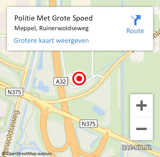 Locatie op kaart van de 112 melding: Politie Met Grote Spoed Naar Meppel, Ruinerwoldseweg op 28 april 2023 13:52