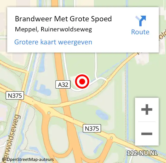 Locatie op kaart van de 112 melding: Brandweer Met Grote Spoed Naar Meppel, Ruinerwoldseweg op 28 april 2023 13:53