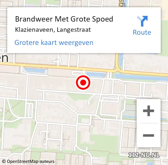 Locatie op kaart van de 112 melding: Brandweer Met Grote Spoed Naar Klazienaveen, Langestraat op 28 april 2023 14:52