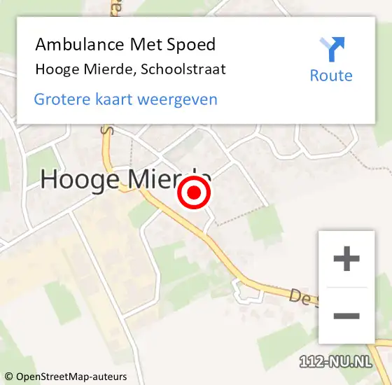 Locatie op kaart van de 112 melding: Ambulance Met Spoed Naar Hooge Mierde, Schoolstraat op 23 augustus 2014 17:52
