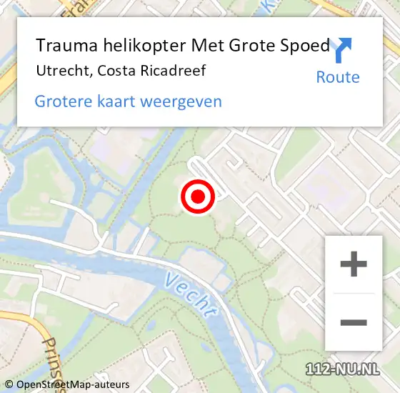 Locatie op kaart van de 112 melding: Trauma helikopter Met Grote Spoed Naar Utrecht, Costa Ricadreef op 28 april 2023 19:37