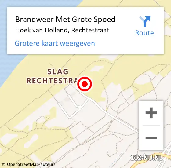Locatie op kaart van de 112 melding: Brandweer Met Grote Spoed Naar Hoek van Holland, Rechtestraat op 28 april 2023 20:54