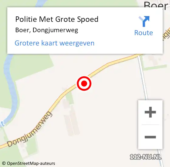 Locatie op kaart van de 112 melding: Politie Met Grote Spoed Naar Boer, Dongjumerweg op 28 april 2023 21:04