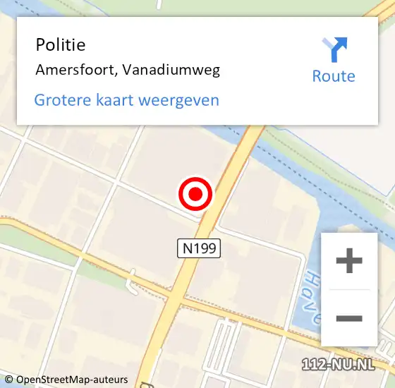 Locatie op kaart van de 112 melding: Politie Amersfoort, Vanadiumweg op 28 april 2023 21:59