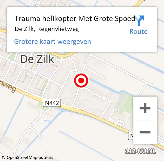 Locatie op kaart van de 112 melding: Trauma helikopter Met Grote Spoed Naar De Zilk, Regenvlietweg op 28 april 2023 22:39
