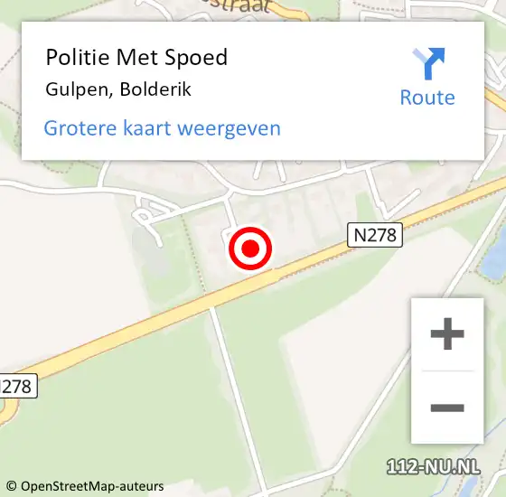 Locatie op kaart van de 112 melding: Politie Met Spoed Naar Gulpen, Bolderik op 29 april 2023 05:24