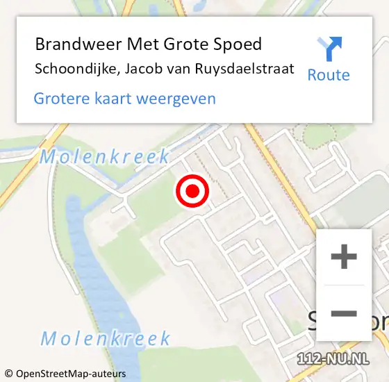 Locatie op kaart van de 112 melding: Brandweer Met Grote Spoed Naar Schoondijke, Jacob van Ruysdaelstraat op 29 april 2023 07:31