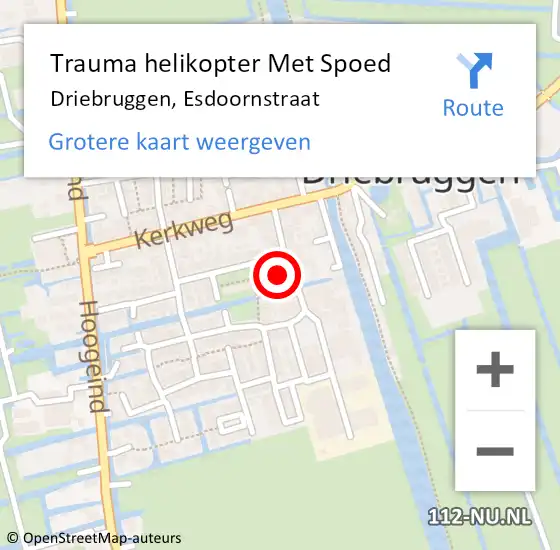 Locatie op kaart van de 112 melding: Trauma helikopter Met Spoed Naar Driebruggen, Esdoornstraat op 29 april 2023 09:36
