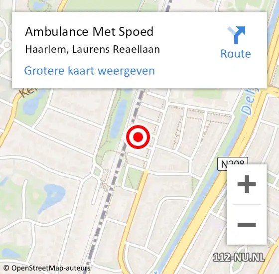 Locatie op kaart van de 112 melding: Ambulance Met Spoed Naar Haarlem, Laurens Reaellaan op 29 april 2023 11:21