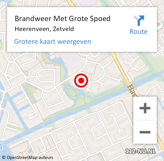Locatie op kaart van de 112 melding: Brandweer Met Grote Spoed Naar Heerenveen, Zetveld op 29 april 2023 13:13