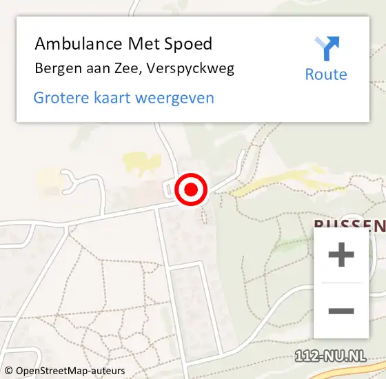 Locatie op kaart van de 112 melding: Ambulance Met Spoed Naar Bergen aan Zee, Verspyckweg op 29 april 2023 13:40