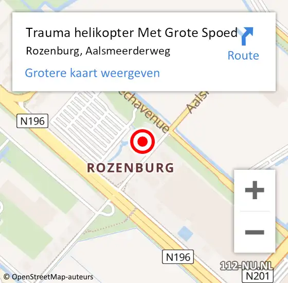 Locatie op kaart van de 112 melding: Trauma helikopter Met Grote Spoed Naar Rozenburg, Aalsmeerderweg op 29 april 2023 13:49