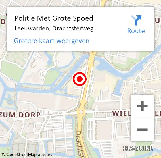 Locatie op kaart van de 112 melding: Politie Met Grote Spoed Naar Leeuwarden, Drachtsterweg op 29 april 2023 13:57