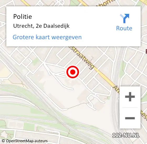 Locatie op kaart van de 112 melding: Politie Utrecht, 2e Daalsedijk op 29 april 2023 14:50