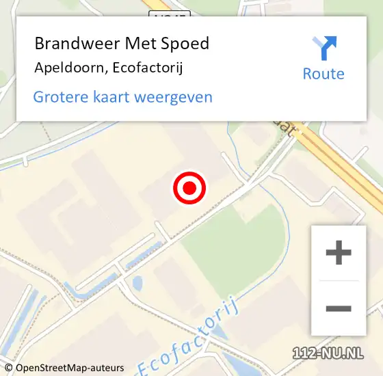 Locatie op kaart van de 112 melding: Brandweer Met Spoed Naar Apeldoorn, Ecofactorij op 29 april 2023 14:54