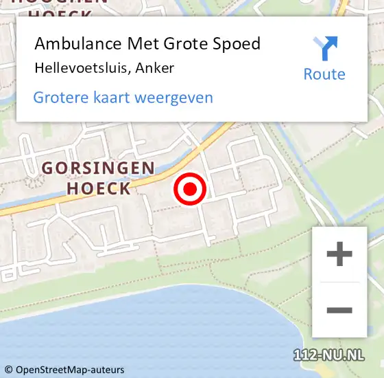Locatie op kaart van de 112 melding: Ambulance Met Grote Spoed Naar Hellevoetsluis, Anker op 29 april 2023 15:38