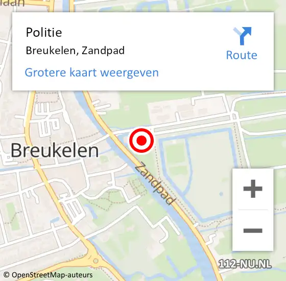 Locatie op kaart van de 112 melding: Politie Breukelen, Zandpad op 29 april 2023 16:00