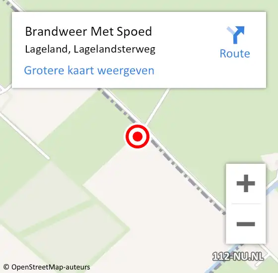 Locatie op kaart van de 112 melding: Brandweer Met Spoed Naar Lageland, Lagelandsterweg op 29 april 2023 17:03