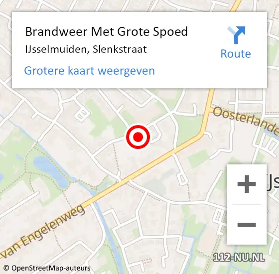 Locatie op kaart van de 112 melding: Brandweer Met Grote Spoed Naar IJsselmuiden, Slenkstraat op 29 april 2023 19:52
