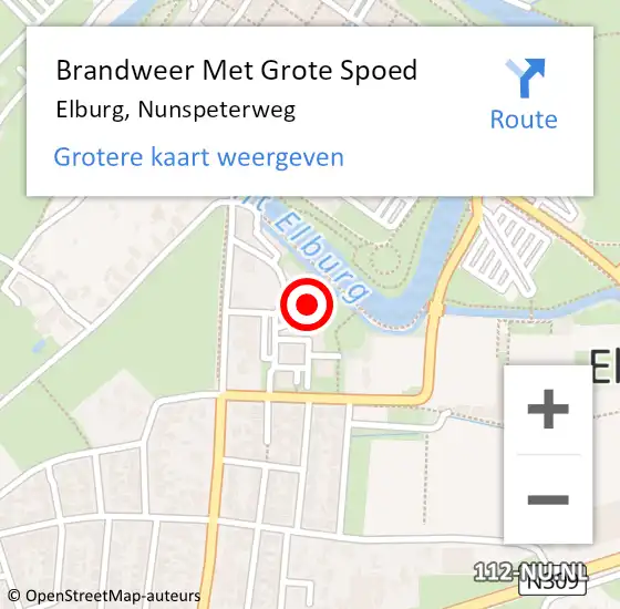 Locatie op kaart van de 112 melding: Brandweer Met Grote Spoed Naar Elburg, Nunspeterweg op 29 april 2023 21:45